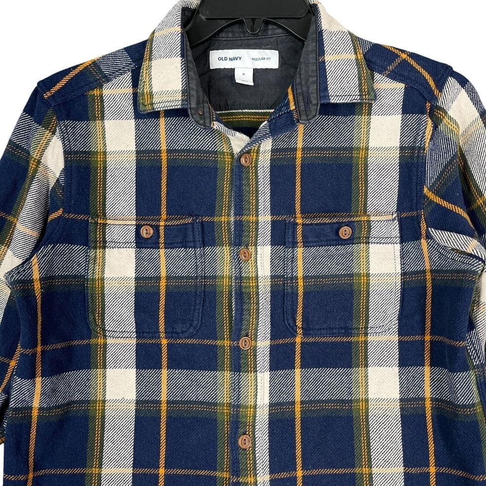 Old Navy Flannel Shirt Men M Heavyweight Woven Plaid Outdoor Streetwear Layering
